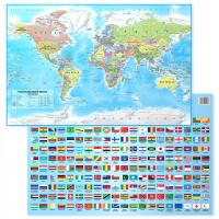 Świat Polityczny z flagami 1:70 000 000 dwustronna podkładka na biurko