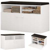 ШКАФ ДЛЯ ОБУВИ БЕЛЫЙ С СИДЕНЬЕМ И ХРАНИЛИЩЕМ ПРИХОЖАЯ 6 ПОЛОК ОТКРЫВАЕТСЯ