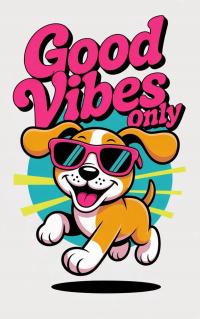 Naprasowanka Termo Naklejka na Odzież Good Vibes Pies Piesek V1
