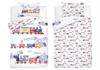 Pościel komplet 100x135 + 40x60 cm bawełna 100% Detexpol POCIĄG Lokomotywa