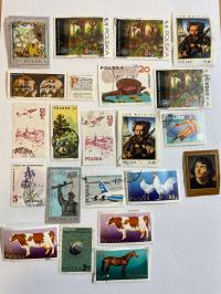 Znaczki Polska 1950-1980 sztuka sport lotnictwo zwierzeta