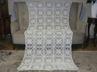 PIĘKNY BIELUSIEŃKI DUŻY RĘCZNIE ROBIONY OBRUS SZYDEŁKOWY 200/112