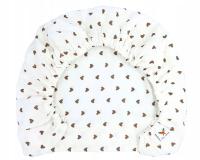 Prześcieradło muślinowe 90x50 do dostawki białe w brązowe serduszka