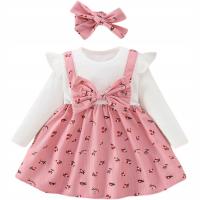 Urocza sukienka dla dziewczynki kwiecisty wzór i duża kokardka oraz opaska