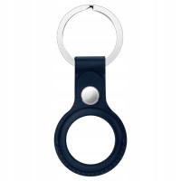 Leather Protective Cover with Hanging Buckle for Airtag Deep Blue