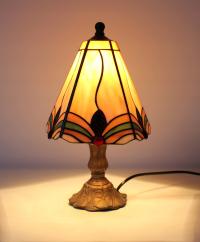 Lampa witrażowa biurowa, stolikowa, brązowa
