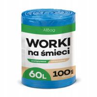 Worki na śmieci 60l 100szt mocne wiązane uniwersalne niebieskie wytrzymałe
