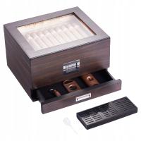 VEVOR Humidor Na Cygara 30-50Cycgar Higrometr 260x220x155MM Dark Walnut