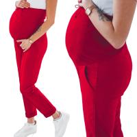 Ciążowe bawełniane spodnie czerwone dresy kant S