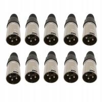 10pcs Male 3-Pin XLR Female Male Microphone Audio Cable Wire Connector Plug