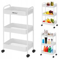 Regał mobilny 3-poziomowy KINGHoff KH-1942 biały metalowy na kółkach Regał