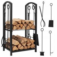 Kosz na Drewno Kominkowe Kaminer Duży Stojak Metalowy Akcesoria do Kominka
