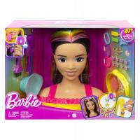 Barbie Głowa Do Stylizacji Czarne Włosy Neonowa Tęcza Akcesoria HMD81