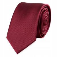 KRAWAT męski BORDOWY prążek wąski stylowy elegancki klasyczny modny wąski