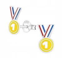 Kolorowe KOLCZYKI Medal Sport Gimnastyka srebro