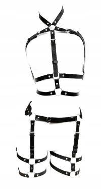 KOMPLET BIELIZNY HARNESS UPRZĄŻ NA PAS I NA BIUST ZESTAW