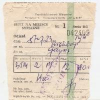 BILET KOLEJOWY -KRAKÓW GDYNIA -bilet na miejsce sypialne -1983 rok