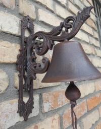 Большой чугунный подвесной колокольчик 2,8 кг барокко лист
