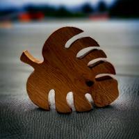 Monstera, liść z drewna, dąb, rękodzieło. rozm. M