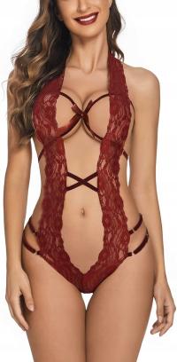 Body damskie koronkowe wiązane na szyi bielizna erotyczna do seksu