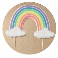 Figurka Dekoracja na tort TOPPER TĘCZA CHMURKI figurki cukrowe opłatek