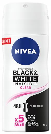 NIVEA BLACK & WHITE Antyperspirant spray damski bez alkoholu 48h 100ml