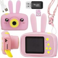 Детская цифровая фотокамера 40mpx 5 игр Розовый кролик карта