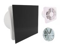 WENTYLATOR ŁAZIENKOWY DOMOWY FI150mm CZARNE SZKŁO STANDARD + GRATIS ZAWÓR