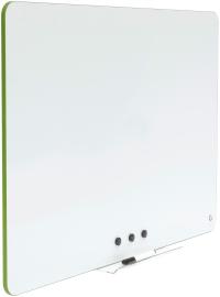 Магнитная доска для сухого стирания безрамная белая 100x70 зеленая окантовка