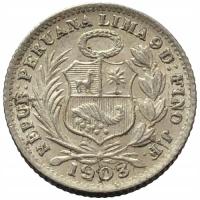 44624. Peru - 1/2 dinero - 1903r. - Ag