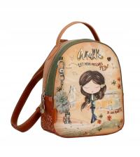 mini plecak ANEKKE stylowy damski backpack 38805-188 Peace & Love-Camel