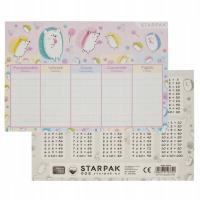 RÓŻOWY PLAN LEKCJI z tabliczką mnożenia A5 pastelowe STARPAK 25 arkuszy