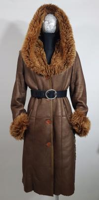 REISLER kożuch naturalny SHEARLING kaptur stare złoto ciepły zgrabny M L