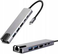 HUB USB-C -> HDMI 2xUSB 3.0 RJ45 LAN PD MacBook M1 ADAPTER 6w1 Thunderbolt