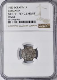 BZ Zygmunt III Waza szeląg 1623 Litwa - NGC MS63