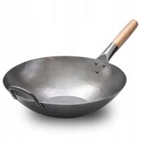 Стальная сковорода вок, ремесло вок, плоское дно 35 см газ, индукция, глубокая