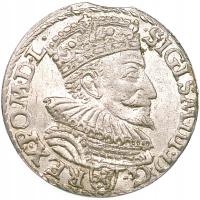 Zygmunt III Waza, trojak 1594 Malbork, ZNAKOMITY, PIERŚCIENIE, RZADKOŚĆ R5!