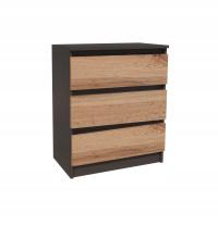 Komoda szafka 3 szuflady, nowoczesna, salon, sypialnia Antracyt dąb wotan