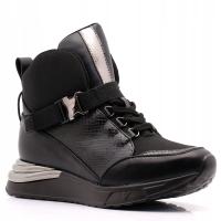 VINCEZA SNEAKERSY PÓŁBUTY DAMSKIE NA KOTURNIE SZNUROWANE 10677