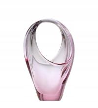 RÓŻOWY KOSZYK ZELEZNY BROD KLINGER SZKŁO ARTYSTYCZNE CZECHOSŁOWACJA