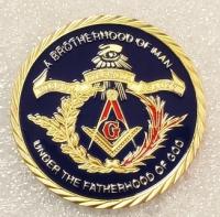 Золотая масонская монета 2023 года, под отцовством Бога, позолоченная