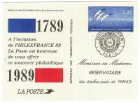 Francja 1989 Znaczek Kartka Cp rewolucja francuska ptaki datownik