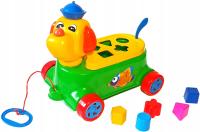 Zabawka do ciągnięcia Pies z klockami, ciągacz Pies z sorterem edukacyjnym