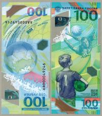 Россия 100 Рубль 2018 P-278a UNC Полимер FIFA 2018