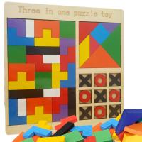 Набор деревянных логических игр для детей 3в1 tangram tetris Circle