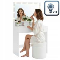 Toaletka Kosmetyczna Do Makijażu z Lustrem Biała Do Sypialni AŻ 11 LED