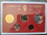 NORWEGIA ZESTAW MENNICZY 5 MONET W PLASTIKU 1997 ROK RARYTAS