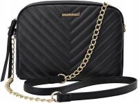 MONNARI Черная стеганая сумка-мессенджер женская на цепочке вместительная