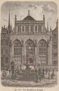 GDAŃSK. Dwór Artusa, rytował Otto Spamer, około 1880 r.