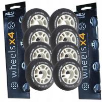 Kółka Do Łyżworolek Kauczukowe Zestaw 8 szt. Czarne Matowe 80 mm NILS